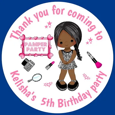 £2.60 • Buy Make Up Pamper Party Personalised Gloss Brown Skin Girl Birthday Party Stickers 