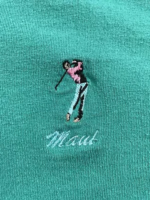 Vintage Embroidered MAUI Golfer Polo Shirt Men’s Small / Medium No Size Tag Teal • $6.61