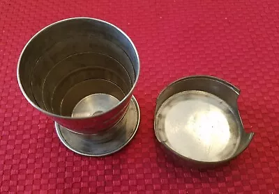 Vtg Nickel Over Brass Collapsible Drinking Cup - C F Rumpp - Patent 1897 - Cf • $24.95