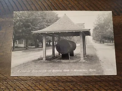 Postcard MI Michigan RPPC Real Photo Newberry Logging Reminder Of Bygone Days • $2.49