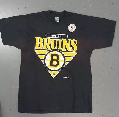 Vintage Deadstock 1989 Boston Bruins Swingster Black T-Shirt Size Large • $24.99