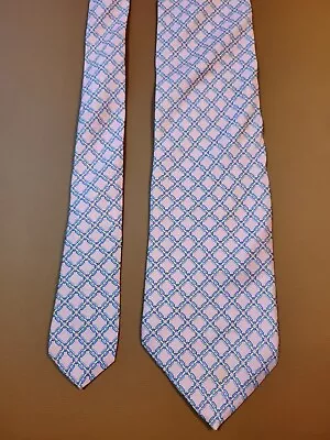 346 Brooks Brothers Chain Bit Link 100% SILK Men's Pink Blue Tie 58  X 3.5  • $15