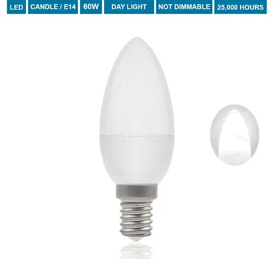 £2.98 • Buy 60W LED Candle Bulb Candle E14 Small Edison Screw Cap Daylight Candle SES 8W