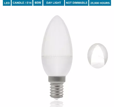 60W LED Candle Bulb Candle E14 Small Edison Screw Cap Daylight Candle SES 8W • £2.98