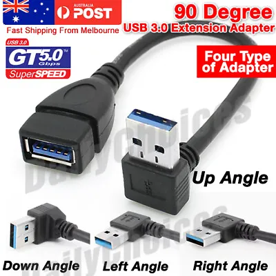 $5.75 • Buy NEW USB 3.0 5Gbps Right Angle Extension Cable 90 Degree L Male To Female Adapter