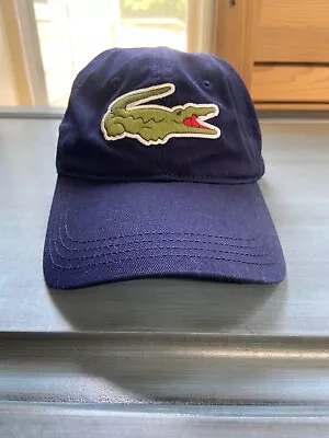 Navy Blue Unisex Lacoste Oversized Crocodile Cotton Cap-EUC • $25