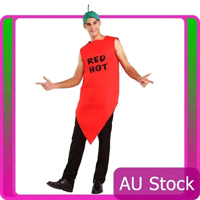 Adult Unisex Chilli Pepper Costume Mens Red Hot Vindaloo Mexican Fancy Dress • $33.73