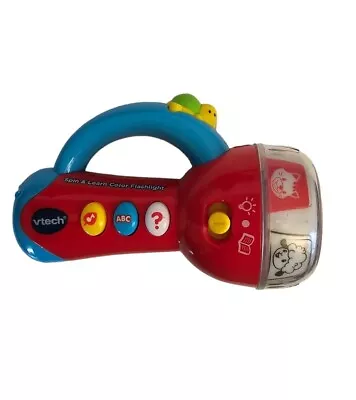 V Tech Spin & Learn Color Flashlight Toddler Toy Sensory Lights Sounds Music Red • $18.99