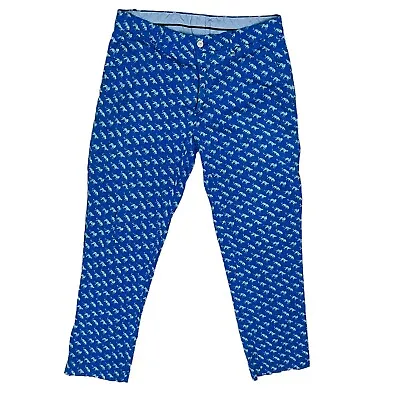 Ralph Lauren Polo Golf Blue Leopard All Over Print Flat Pockets Pants Sz 30x30 • $44.97
