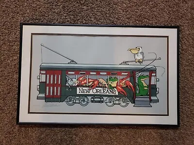Vintage New Orleans Streetcar Picture Framed Signed Numbered • $100