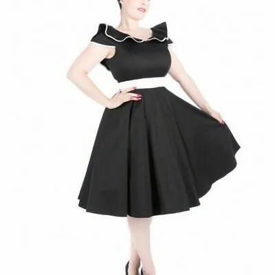 H & R London Ruffle White Black Swing Retro 50's 80's Dress 9077 USA New • $40