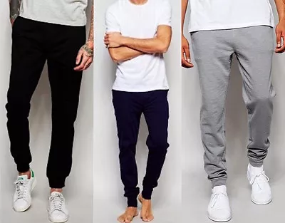 New Mens Slim Fit Tracksuit Bottoms Skinny Jogging Joggers Sweat Pants Trousers • £9.98