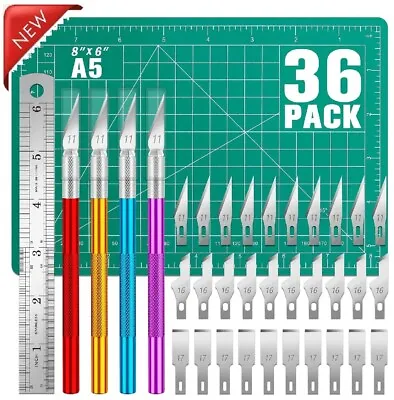 Kit Exacto Knife Set 30 Blades Refill Xacto Cutting Mat Craft Pen Cutter Razor. • $12.60