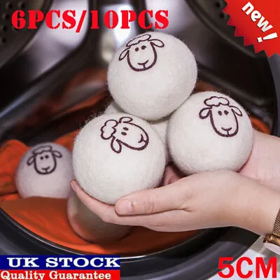 6/10X Reusable Wool Tumble Dryer Ball Natural Laundry Pactical Clean Set Uk • £3.99