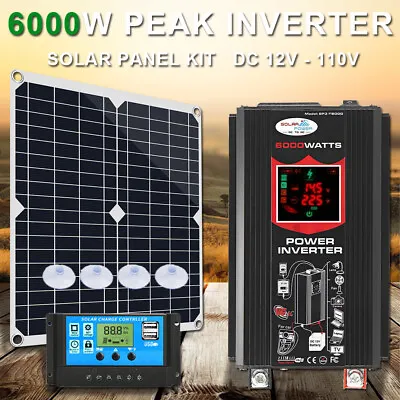 $116.88 • Buy Complete Solar Charging Panel Kit 6000W Peak Inverter Pure Sine Wave DC 12V-110V