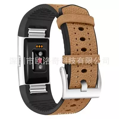 $17.74 • Buy TPU+Genuine Leather Watch Band Bracelet For Fitbit Charge2 Smart Watch