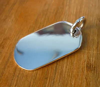 Military Dog Tag 925 Sterling Silver 31x18 Mm Charm Pendant Necklace Men Women  • $35