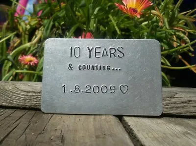 10 YEARS Aluminum 10th Wedding Anniversary Gifts Husband WALLET Insert Tin Card • £12.99