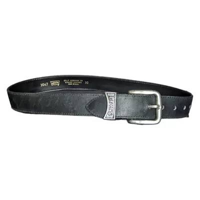 Vintage Levis Bonded Leather Belt Black Cowhide Made In USA Western Cowboy Rodeo • $30