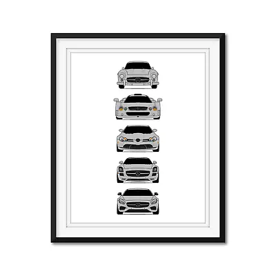 Mercedes-Benz Sports Car Generations Poster Print History (300 SL GTR SLR) • $33.99