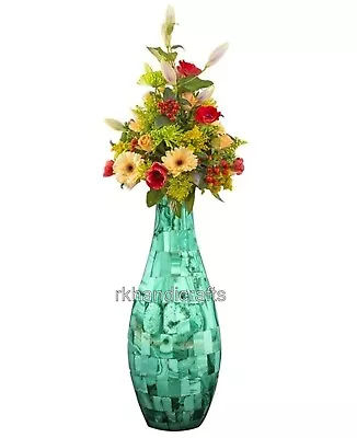 10 Inches Marble Giftable Vase Mosaic Art Decorative Flower Pot With Royal Look • $351.75