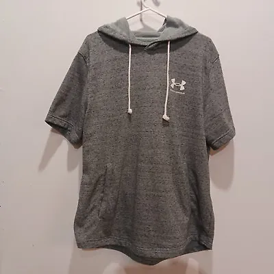 Under Armour Pullover Hoodie Short Sleeve Mens XL Heatherd Gray Front Pouch • $14