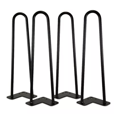 16-Inch Black Hairpin Table Legs  Hairpin Desk  Legs 1/2  Diameter Set Of 4 • $40.01