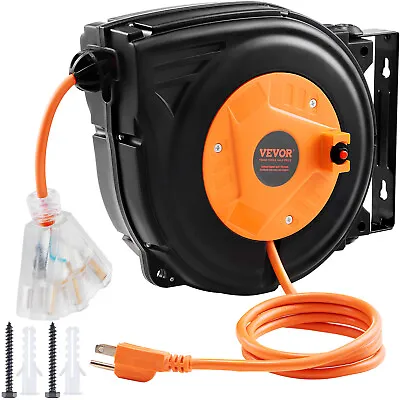 VEVOR Retractable Extension Cord Reel 30 FT 16AWG/3C SJTOW Power Cord ETL Listed • $37.69