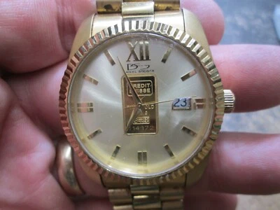 $24.50 • Buy DANIEL STEIGER 1 GRAM GOLD W DATE QUARTZ Stainless BACK Running Mens WRIST Watch