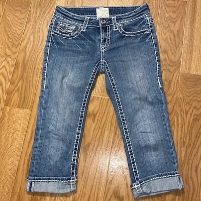 L.a. Idol Girls White Stitch Bling Blue Jeans (Size 5) • $43.90