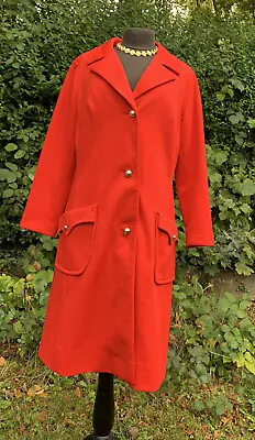 SPRING/SUMMER RED VINTAGE RETRO LONG MILITARY STYLE CHIC COAT 60s L • $31.08