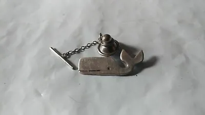 Vintage Hand Made Sterling Silver Whale Tie Clip Tie Bar Nautical  • $15