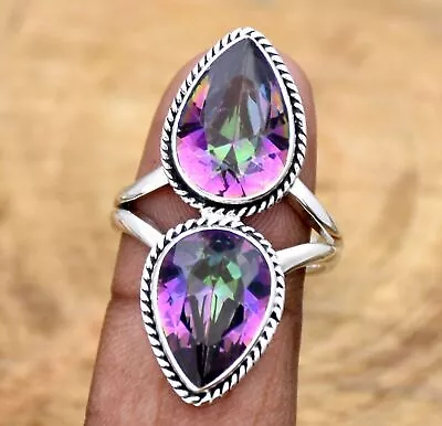 Mystic Topaz Ring Solid 925 Sterling Silver Statement Handmade Ring All Size B53 • $9.98