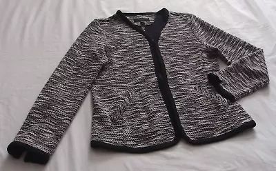 J.CREW Black & White TEXTURED Knit 3/4 Sleeve  HOOK/EYE Closure JACKET Sz SMALL • $9.99