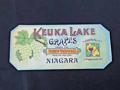 Vintage Advertising Label For  Keuka Lake Grapes  Niagara Royal Brand  New York • $19.99