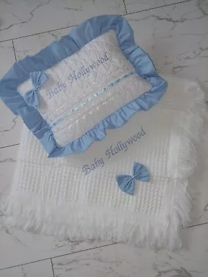 Baby Personalised Bedding Pillow/Cushion/blanket-Baby Shower-Embroidery-Gift-Nur • £35