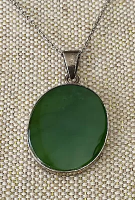 925 Sterling Silver Vintage Denmark N.E. NEIL ERIK Jade Pendant! Stunning ! • $99.99