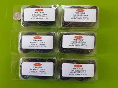 120 DFS 8/0 2X STRONG WIDE GAP FISHING HOOK Chemical Sharp Black Nickel  • $20.46