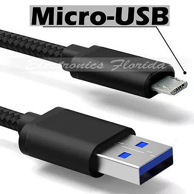 15FT Micro USB Nylon Braided Rope Data Sync Charger Charging Cable Cord BLACK • $7.39