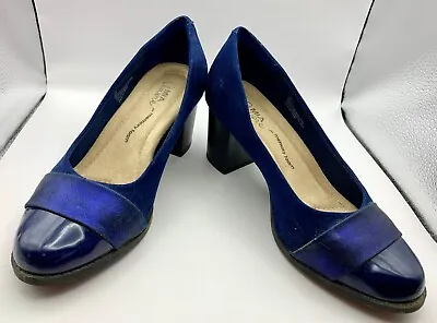 Women's Shoes Blue Suede Pump Size 7.5M Medium Heel Mia Amore Comfort Classic • $21.71