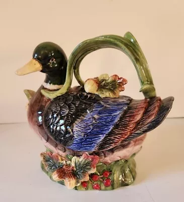Spode Harvest Duck Majolica Glazed Figural Teapot W Lid Dinnerware Autumn • $12.95