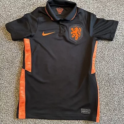 Holland Away Football Shirt Size Small Boys 128-137cm Black KNVB Nike • £11.49