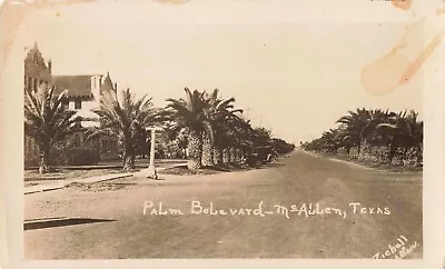 Palm Boulevard McAllen Texas TX C1920 Real Photo RPPC • $19.89