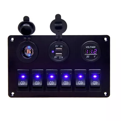 12-24V 6 Gang Car Marine Boat Circuit Board Voltage Display Switch Control Panel • $39.67