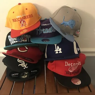Lot 8 Fitted & Adjustable Assorted Hats - Mitchell & Ness47--59- • $59.95