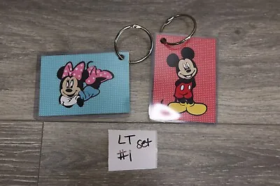 Disney Mickey Minnie Mouse Luggage Tag Set Loose Leaf Binder Key Ring His & Hers • $13.79