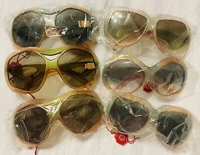 NOS Lot Of 6 VINTAGE Sunglasses Oversized Frames 80s Retro Unisex Rad Mod Groovy • $169.99