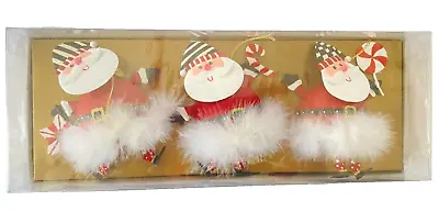 ( 2 SETS) Mackenzie Childs Checkmate Santa Ornaments Set Of 3 • $69