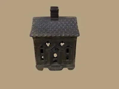 Antique Cast Iron Miniature School House Penny Coin Bank From Boruff Farm • $52.50