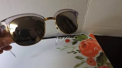 Vintage Bolle 450 France Sunglasses Clear Frame W Gold Rims Acrylex Mirror Lense • $64.94